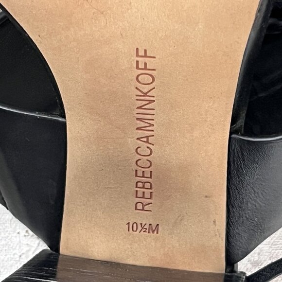 REBECCA MINKOFF Christy Block Heel Vachetta Leather Sandal Black Sz 10.5M - Picture 6 of 11